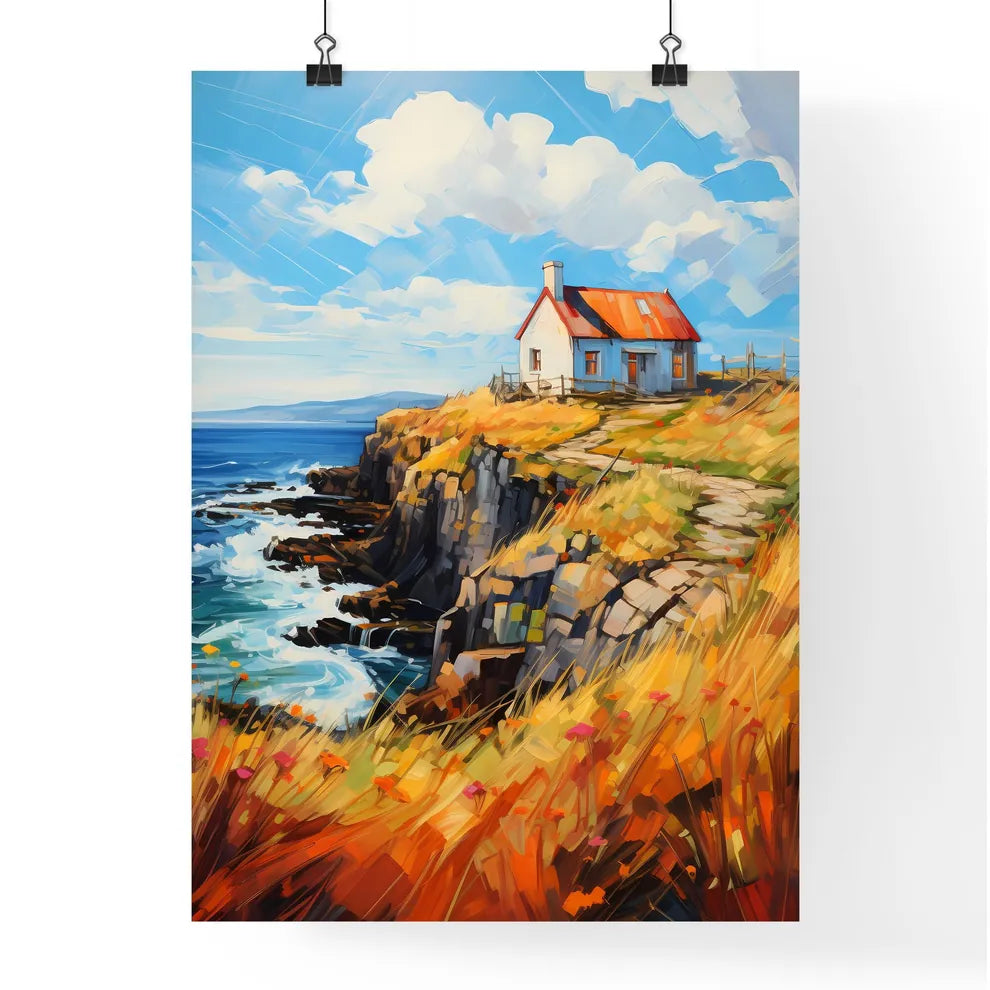Solitary House On The Donegal Coast Ireland - A House On A Cliff By The Ocean Poster
