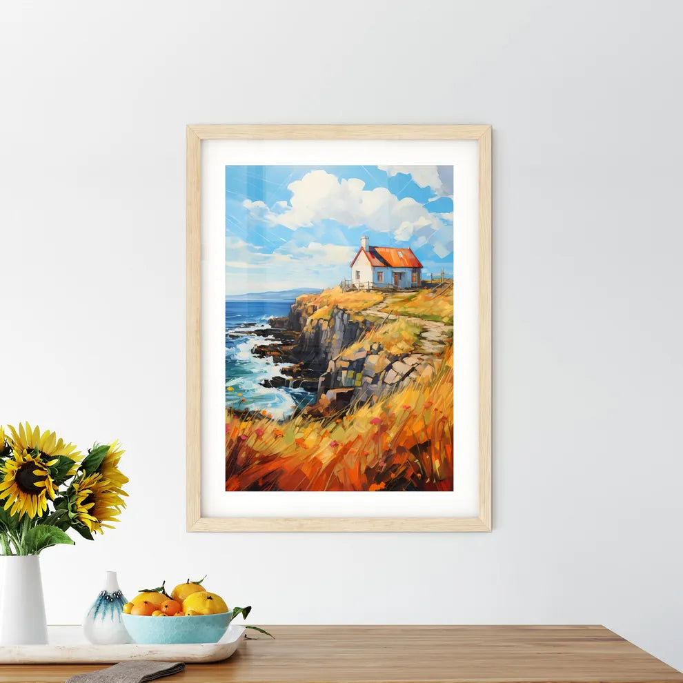 Solitary House On The Donegal Coast Ireland - A House On A Cliff By The Ocean Custom Print