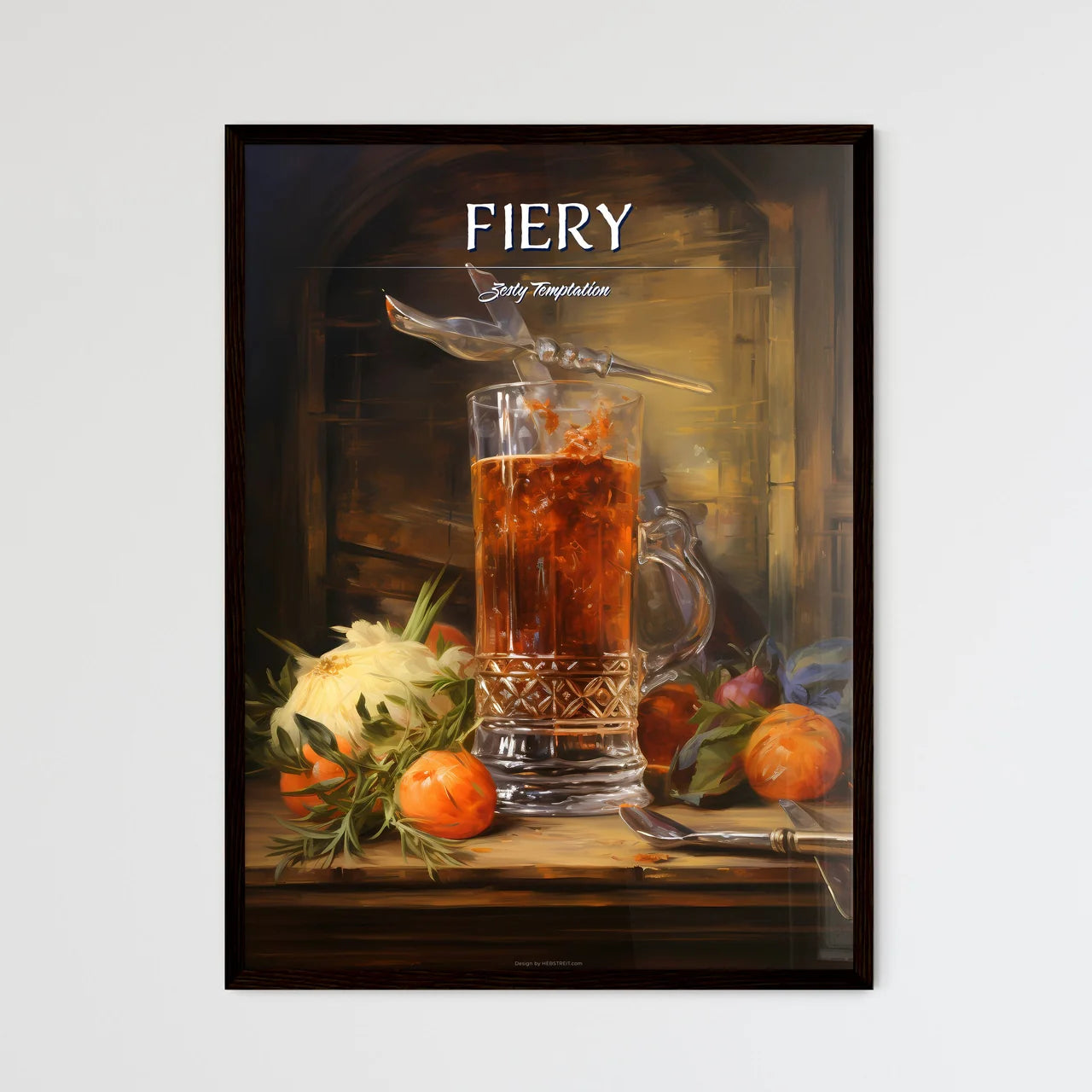 Spicy Bloody Mary - A Glass Of Liquid With A - Framed Art Print