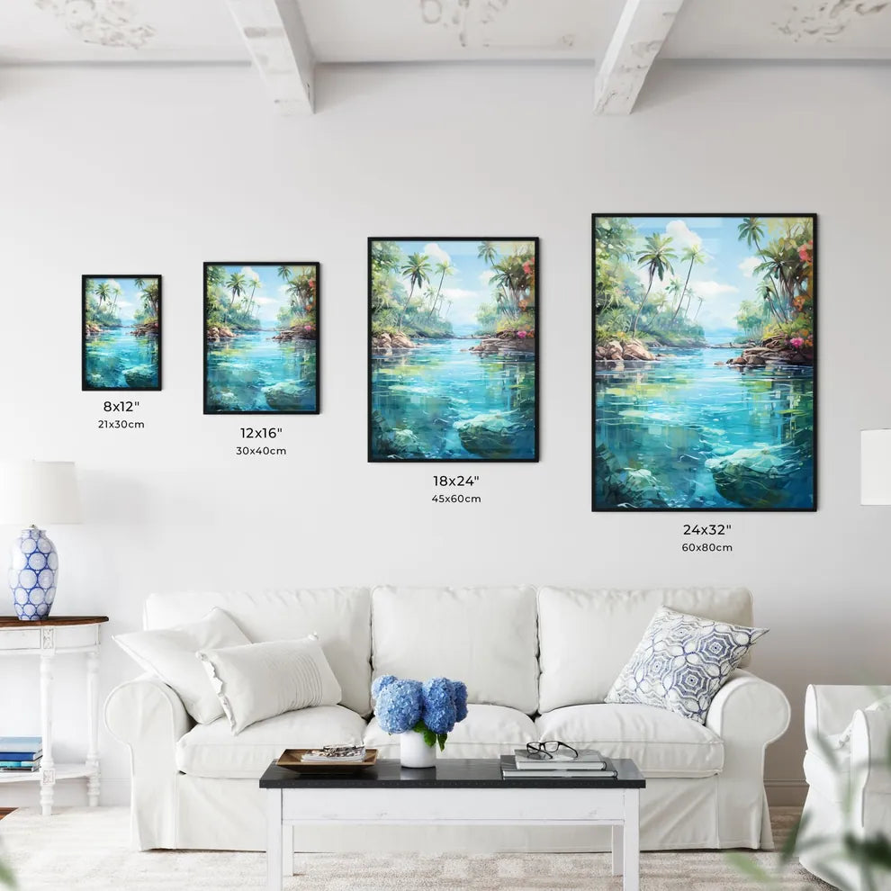Split Shot Of Tropical Island - A River With - Kitchen Hangings