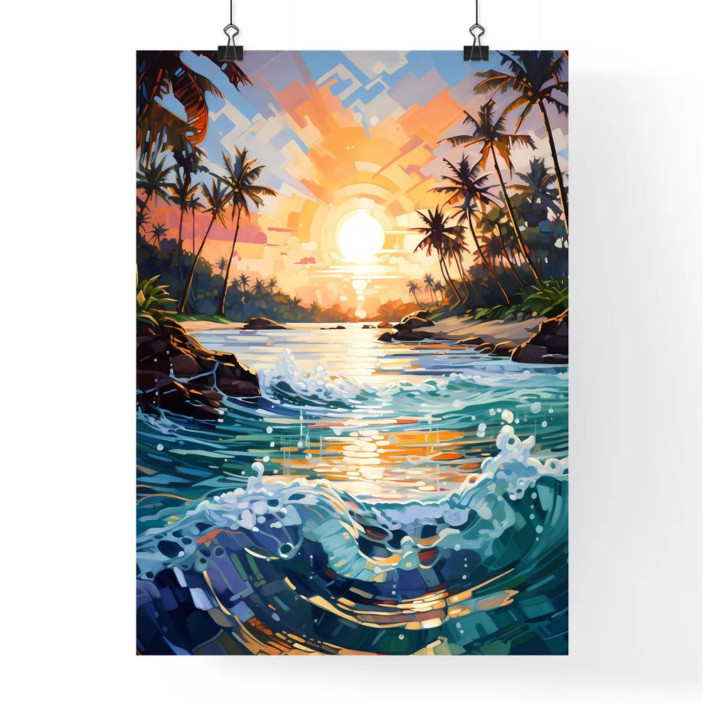 Split Shot Of Tropical Island - A Sunset Ove Poster