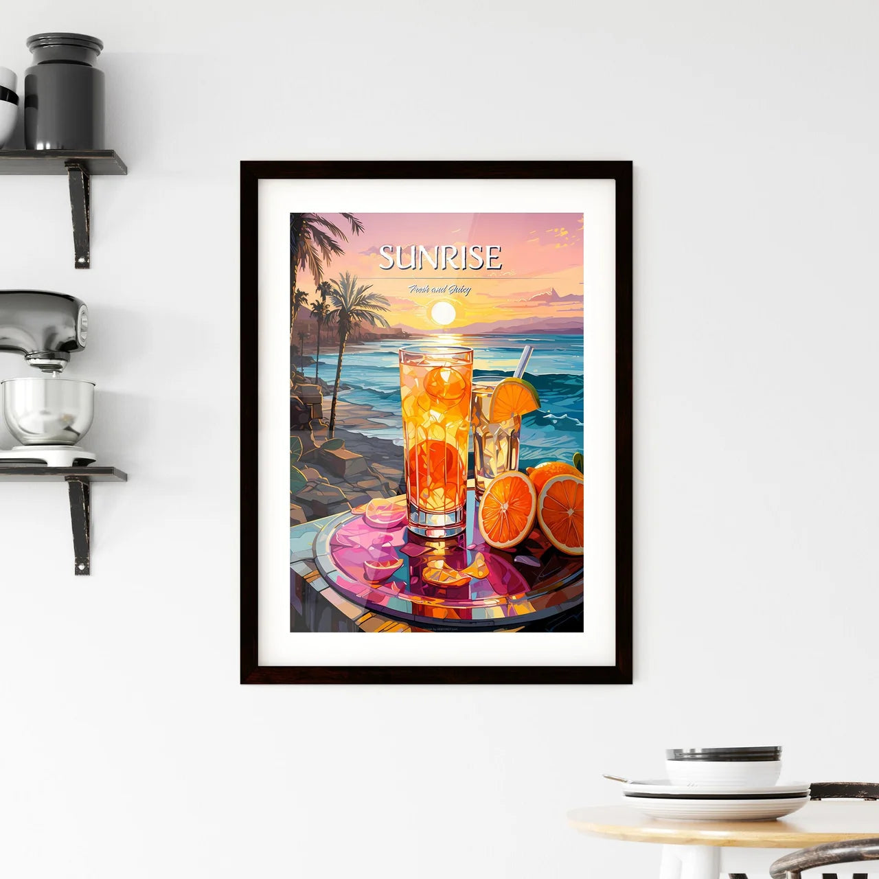 Tequila Sunrise - A Painting Of A Glass Of Framed Print