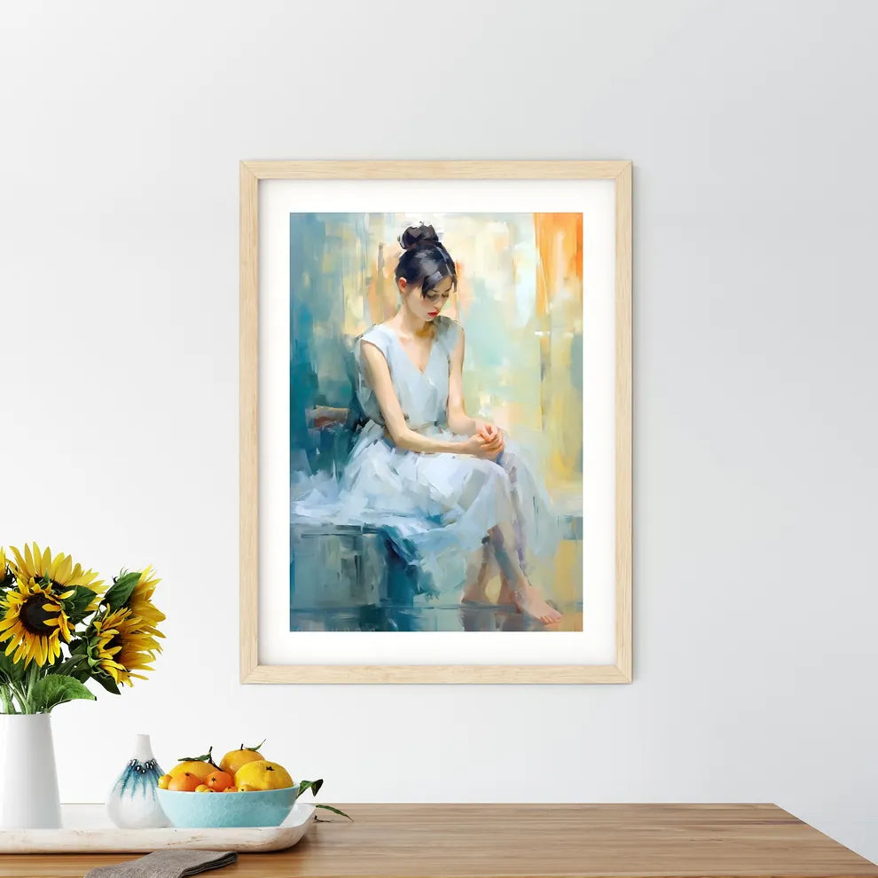 The Ballerina Sitting Near A Mirror - A Pain Framed Print