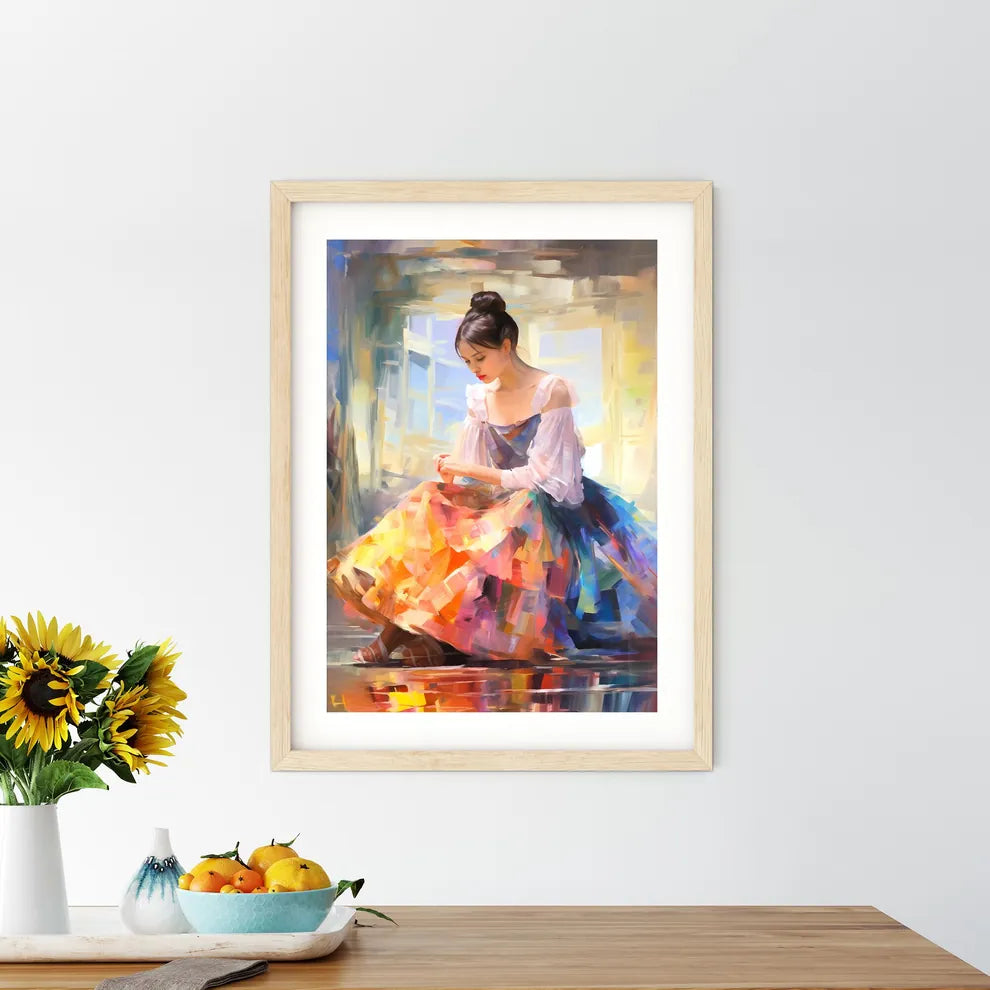 The Ballerina Sitting Near A Mirror - A Woma Framed Print