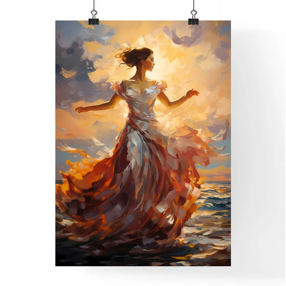 The Ballerina Soaring Against The Coming Sun Poster
