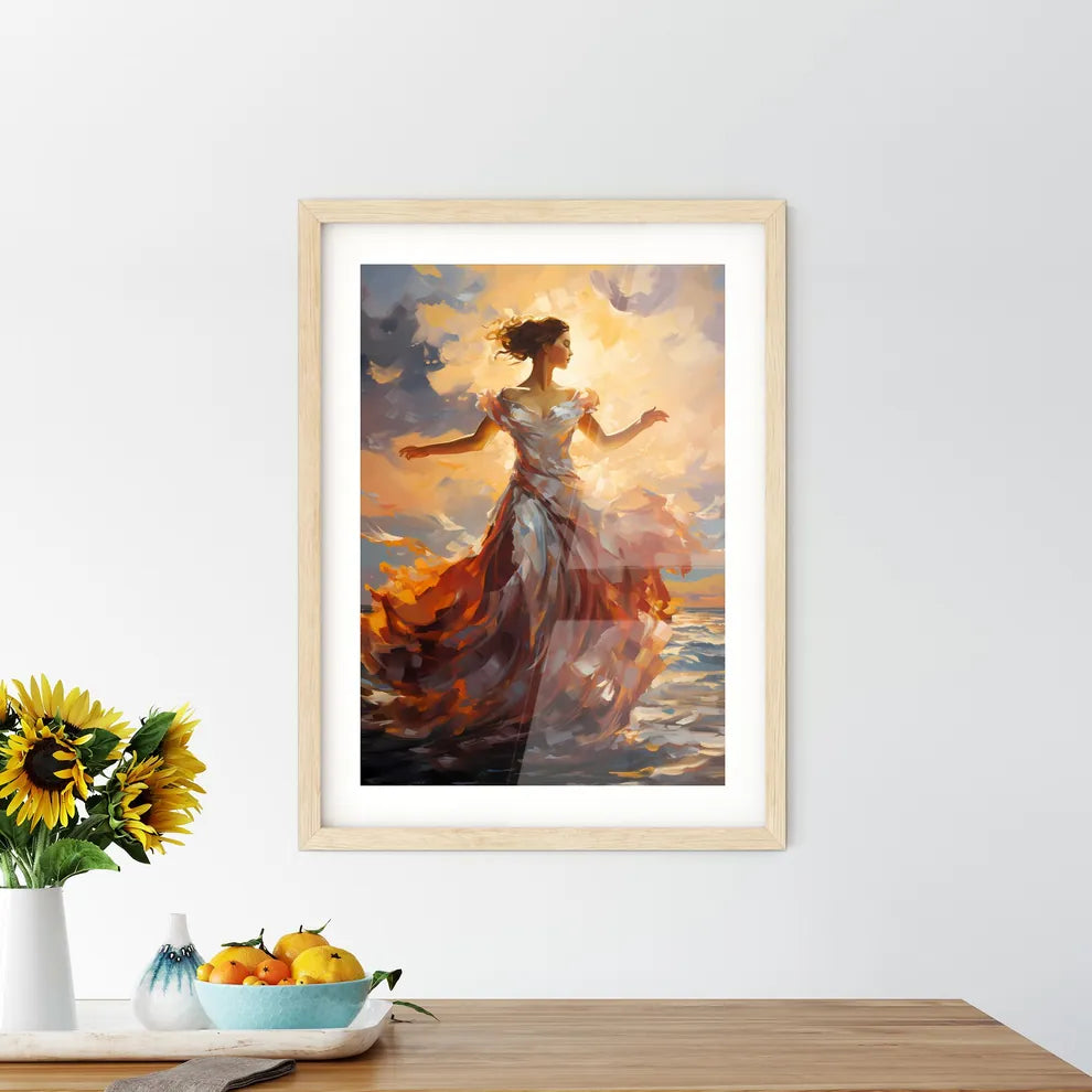 The Ballerina Soaring Against The Coming Sun Framed Print