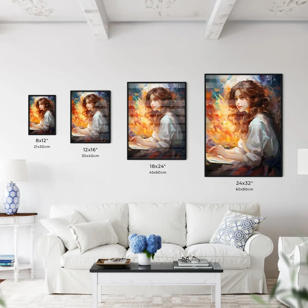 The Beautiful Girl Drawing A Picture - A Wom - Kitchen Hangings