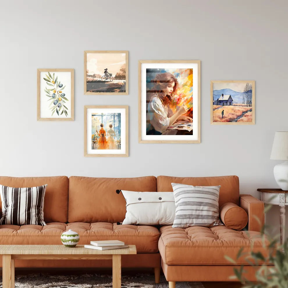 The Beautiful Girl Drawing A Picture - A Gir Wall Art