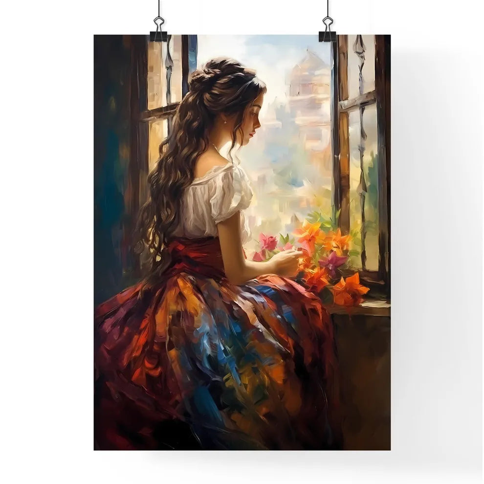 The Beautiful Girl Sitting At A Window - A W Poster