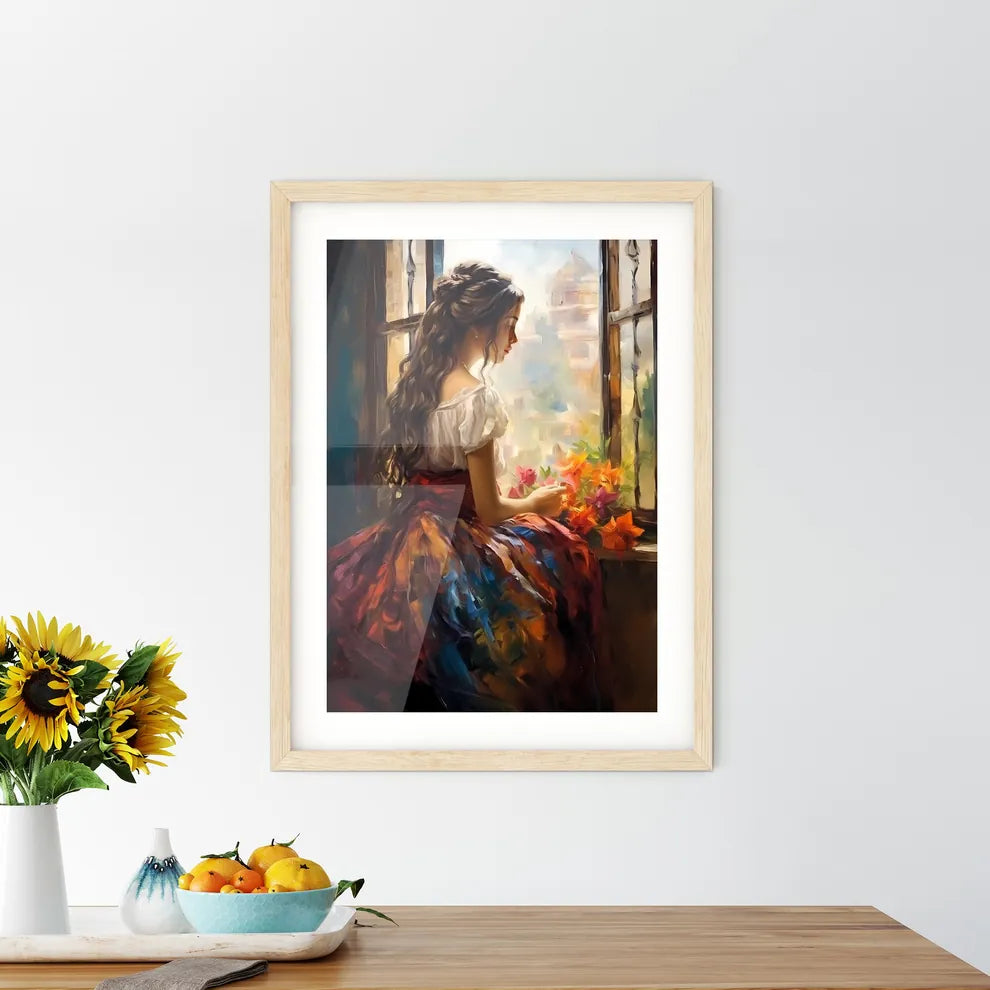 The Beautiful Girl Sitting At A Window - A W Framed Print