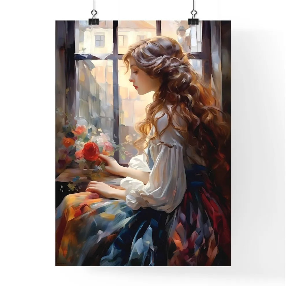 The Beautiful Girl Sitting At A Window - A W Poster