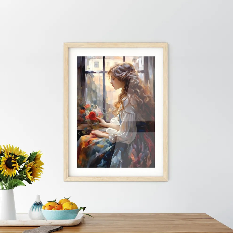 The Beautiful Girl Sitting At A Window - A W Framed Print