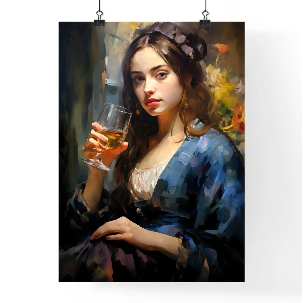 The Beautiful Girl With A Glass And A Cigare Poster