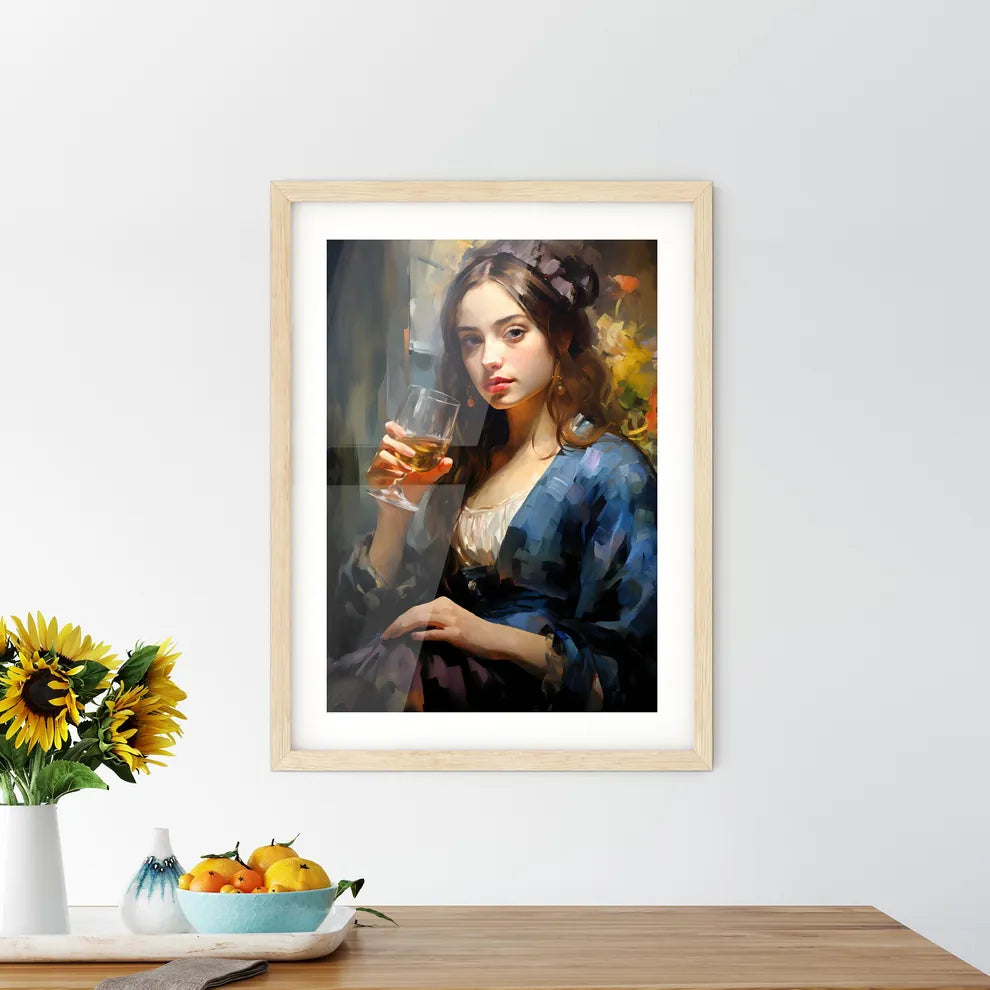 The Beautiful Girl With A Glass And A Cigare Framed Print