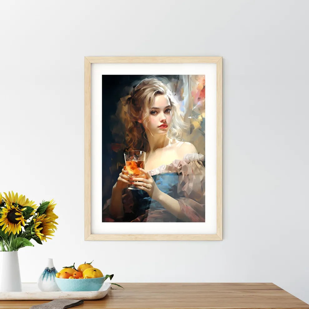 The Beautiful Girl With A Glass And A Cigare Framed Print