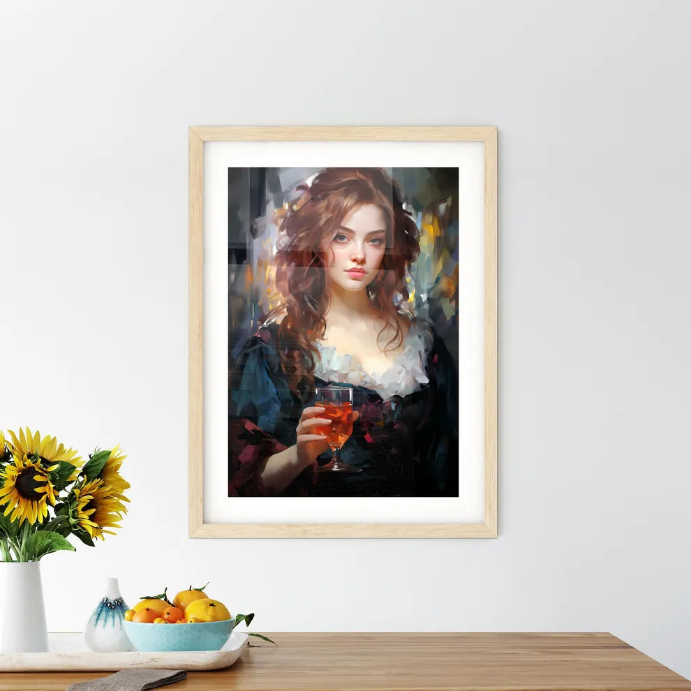 The Beautiful Girl With A Glass And A Cigare Framed Print