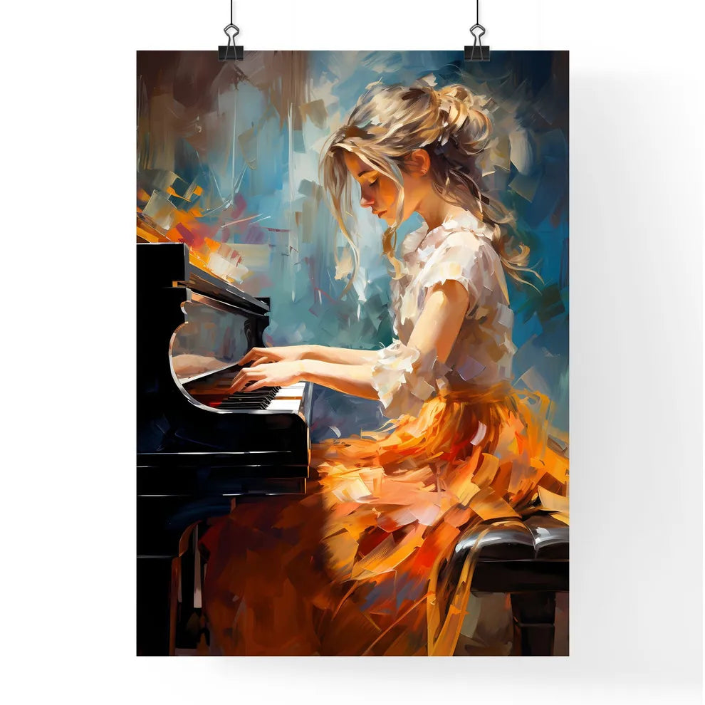 The Girl Playing On The Piano - A Woman Play Poster