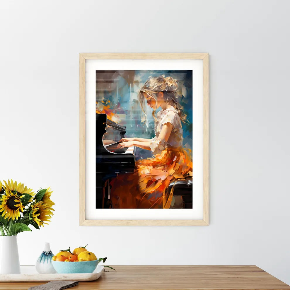The Girl Playing On The Piano - A Woman Play Framed Print