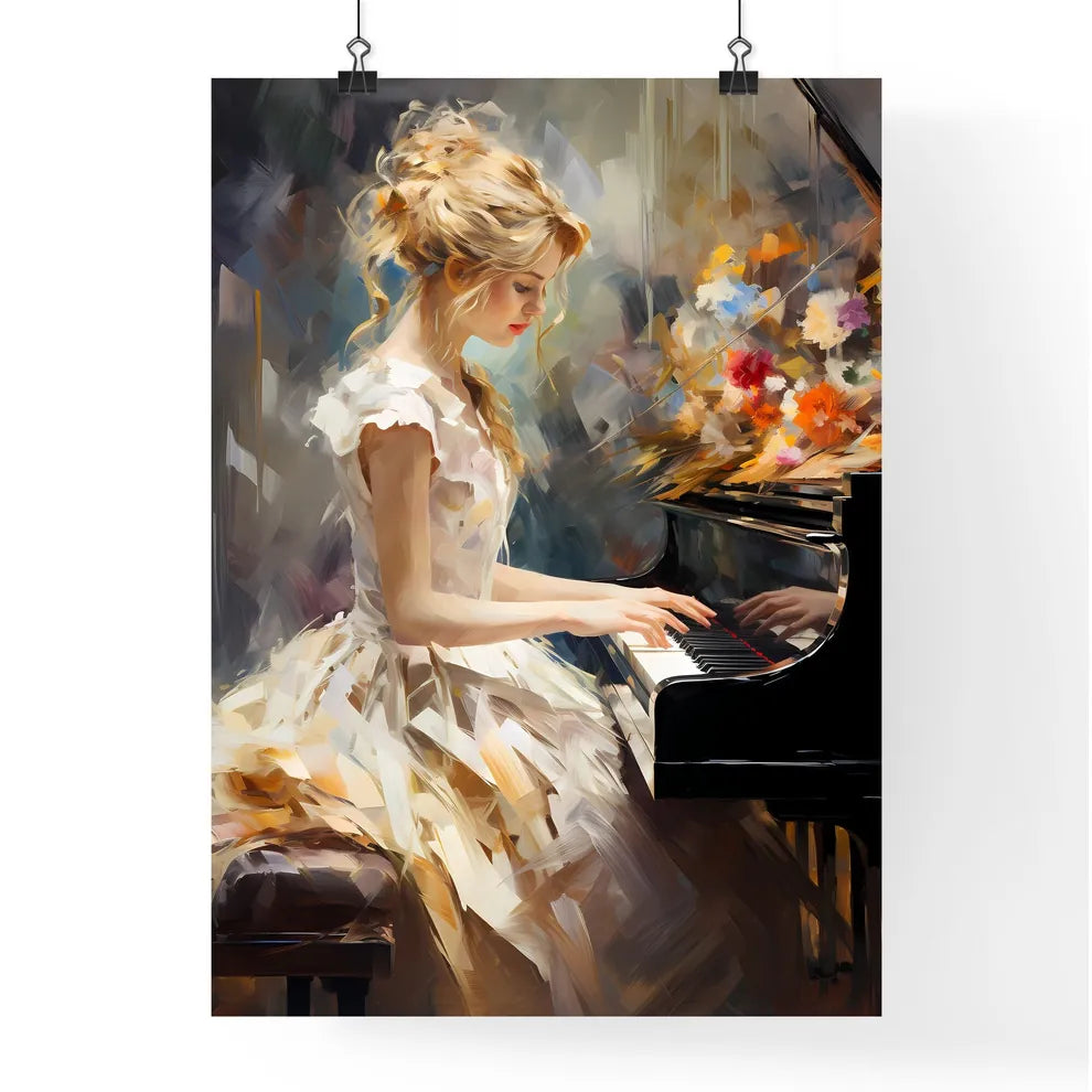 The Girl Playing On The Piano - A Woman Play Poster