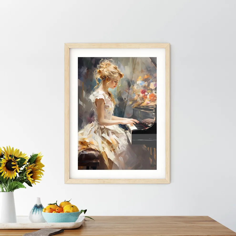 The Girl Playing On The Piano - A Woman Play Framed Print