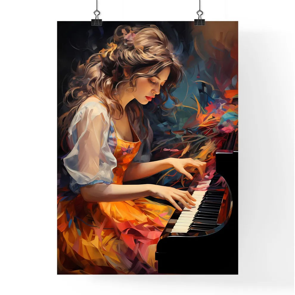 The Girl Playing On The Piano - A Woman Play Poster