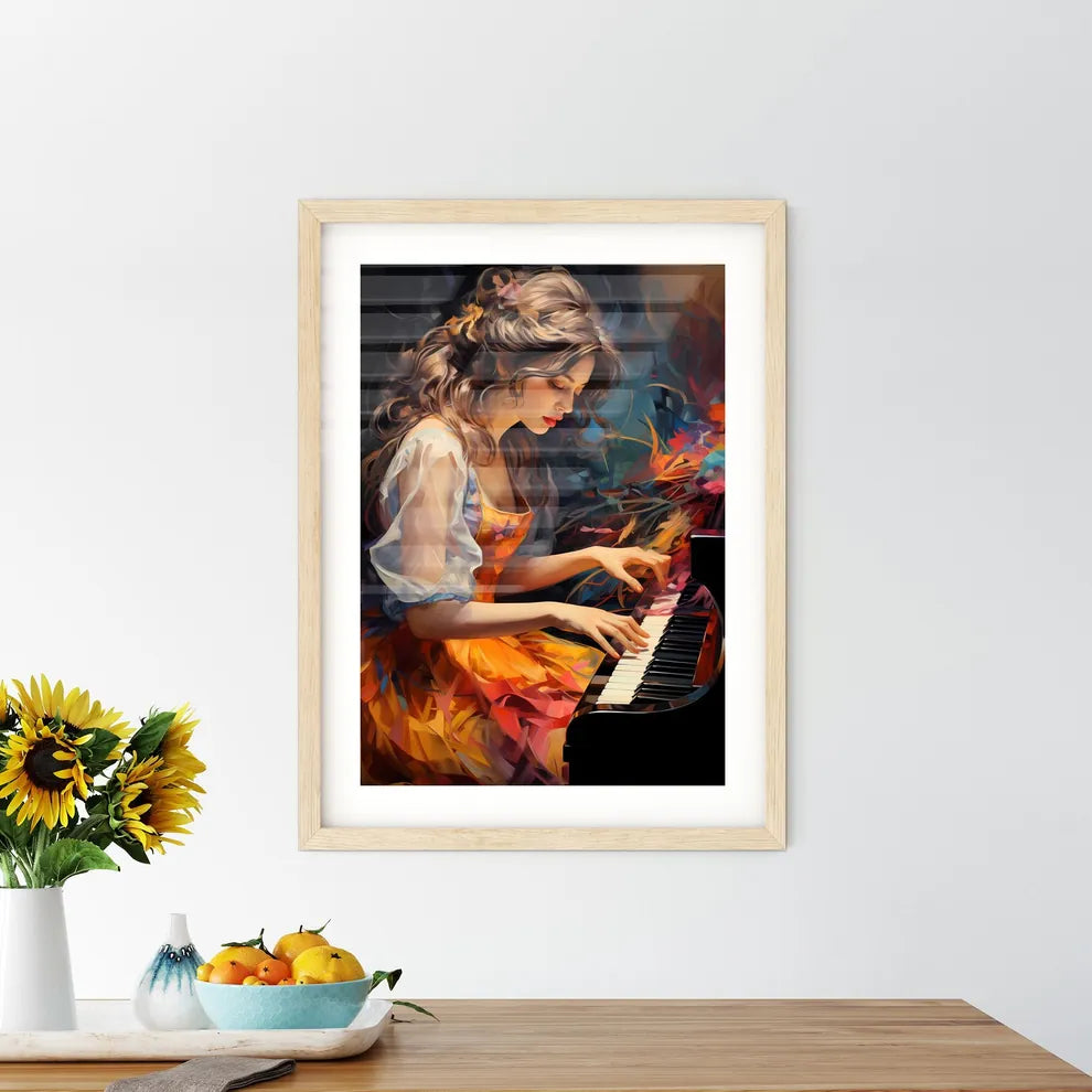 The Girl Playing On The Piano - A Woman Play Framed Print
