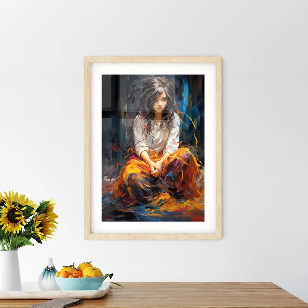The Girl Sitting On A Floor Framed Print