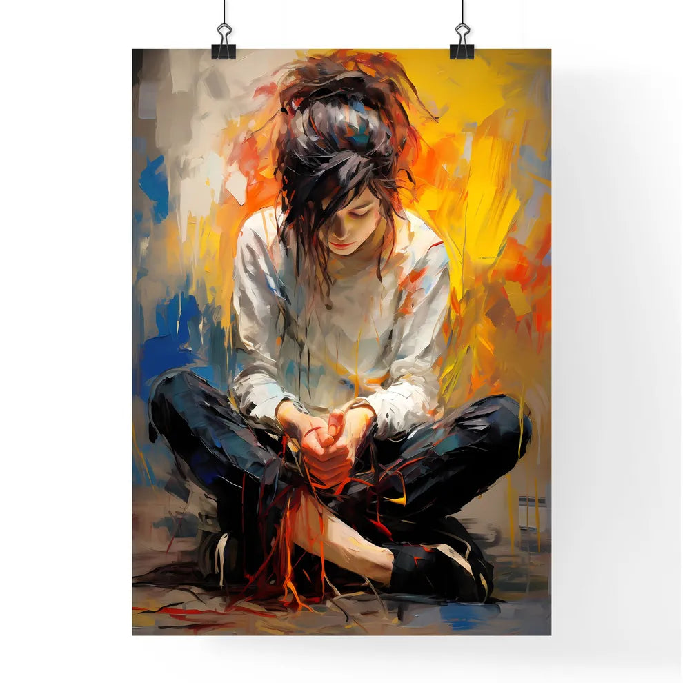 The Girl Sitting On A Floor Poster