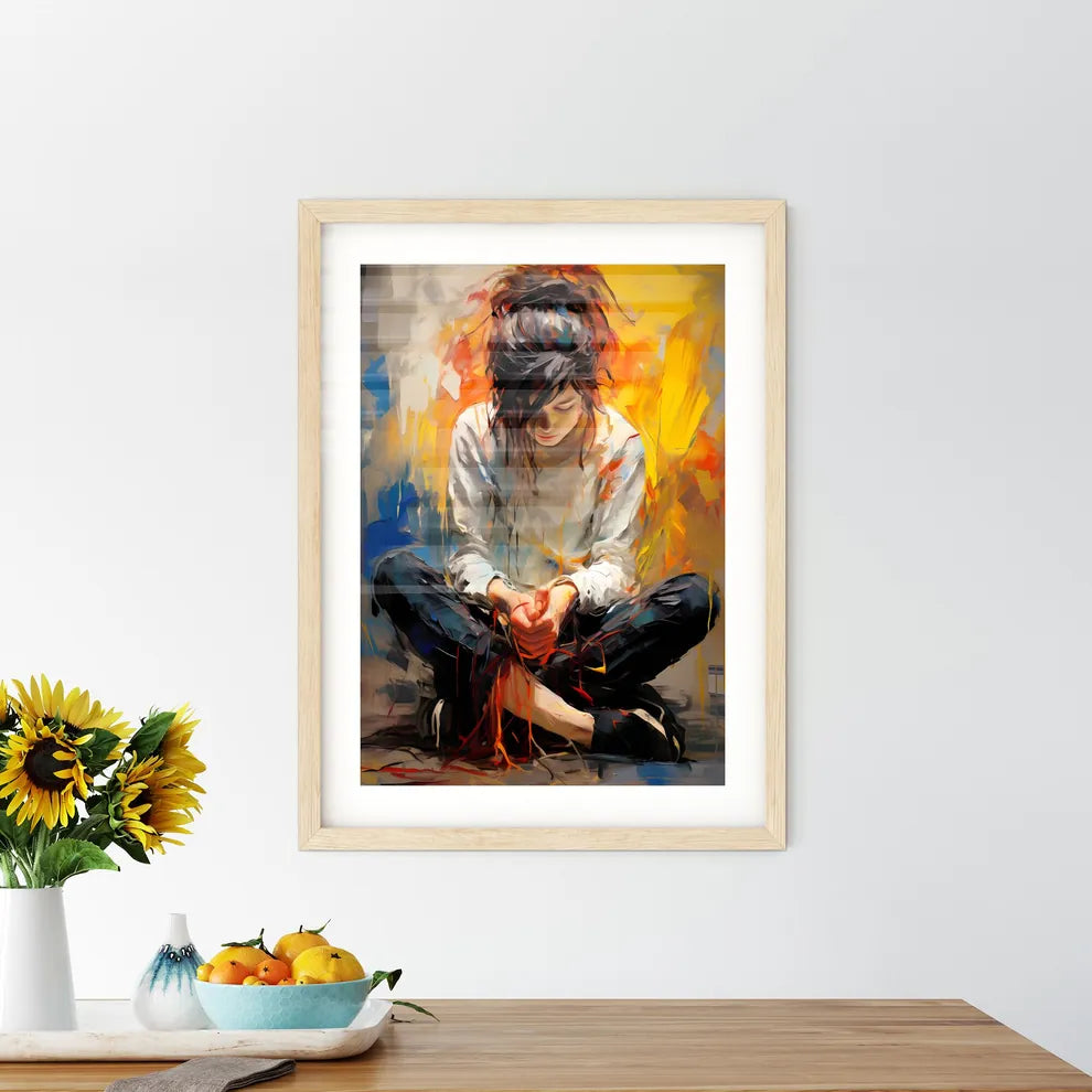 The Girl Sitting On A Floor Framed Print