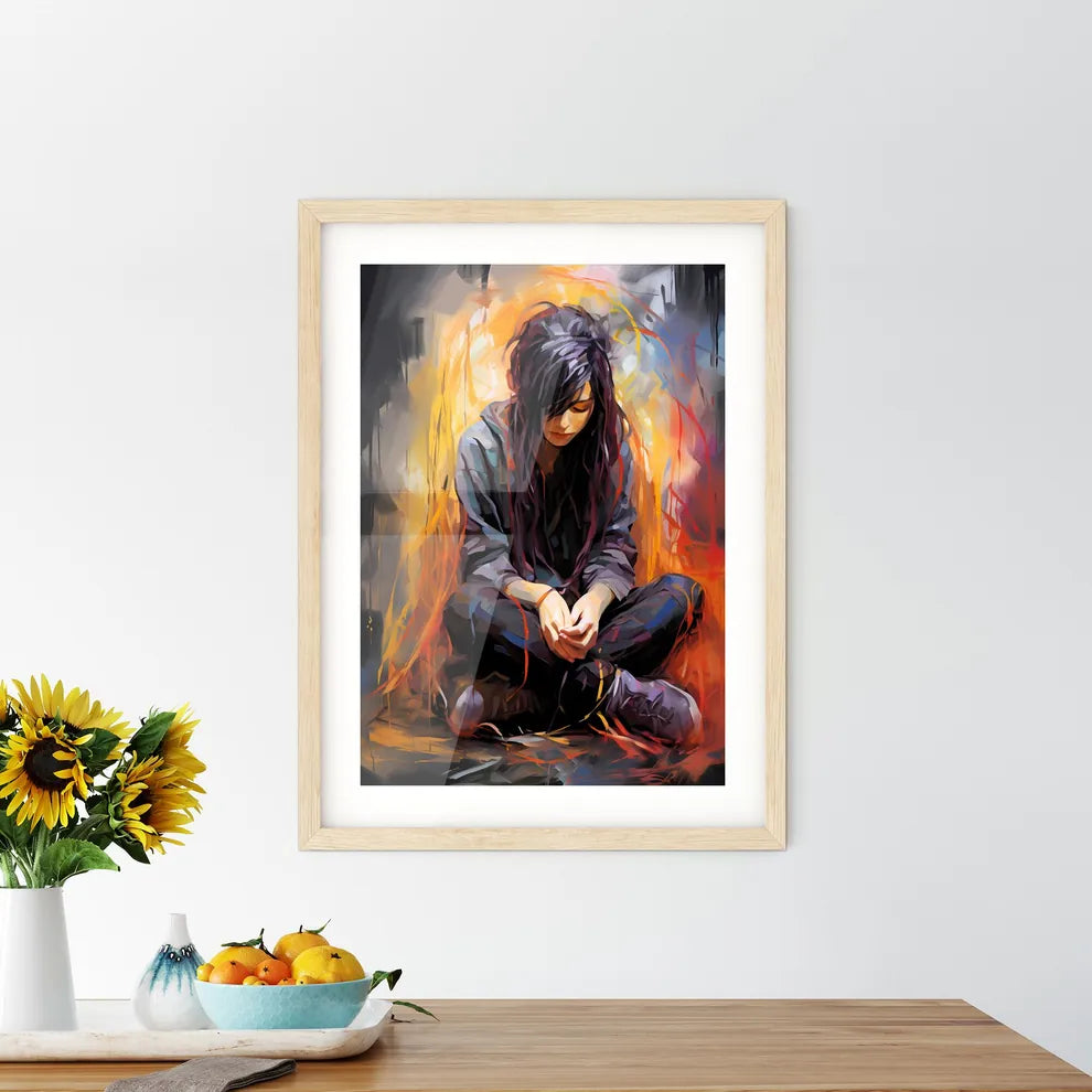 The Girl Sitting On A Floor Framed Print