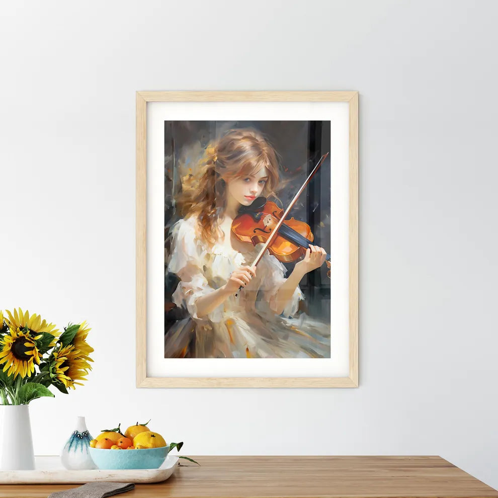 The Girl With A Violin And A Forfeit The Dou Framed Print