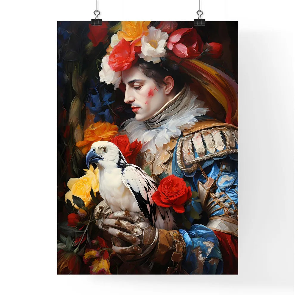 The Harlequin And A White Parrot  Poster
