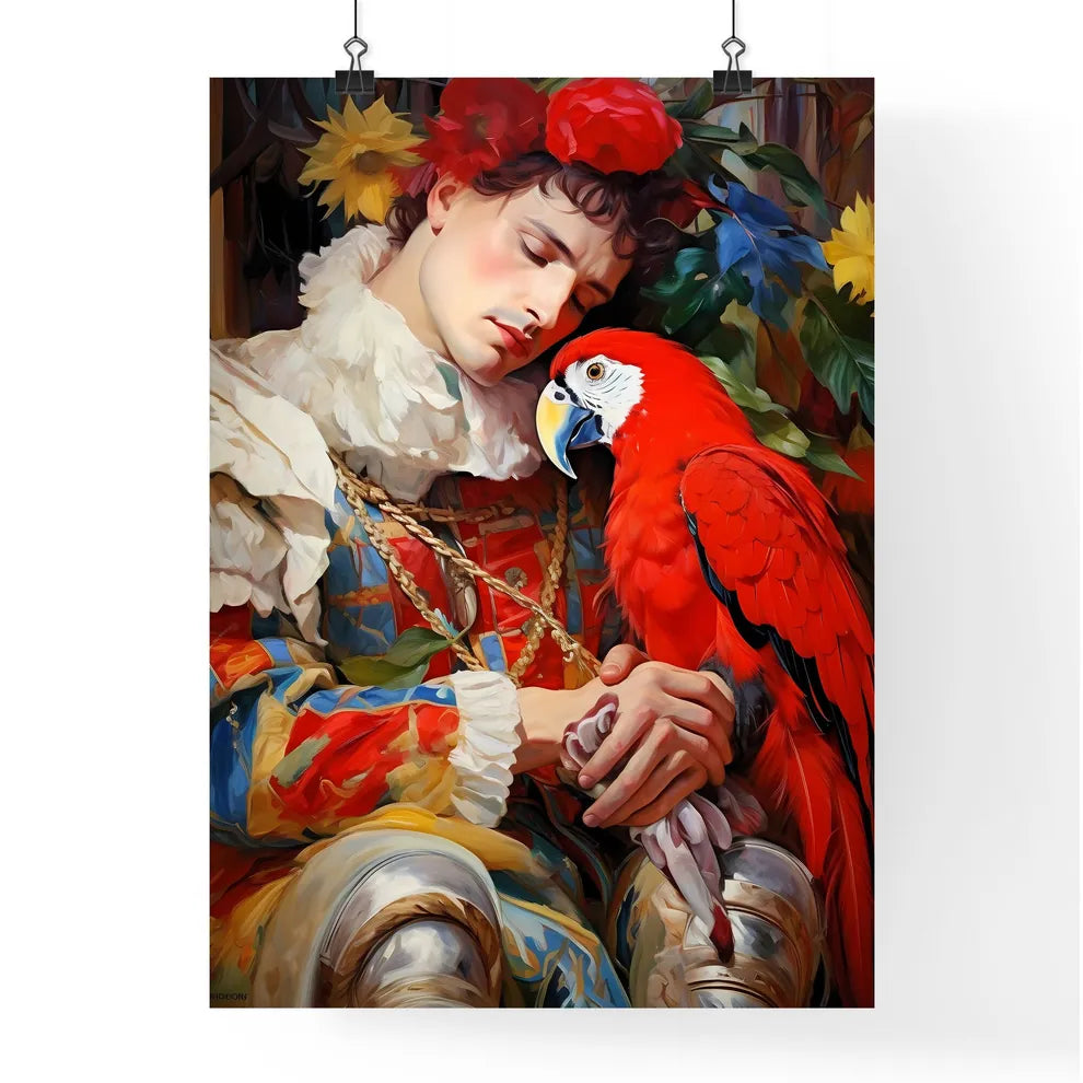 The Harlequin And A White Parrot  Poster