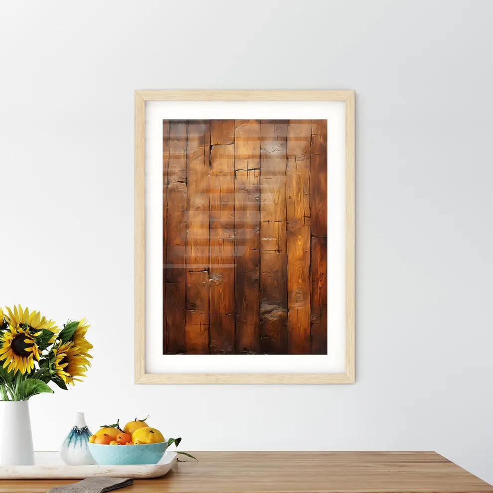 The Old Brown Wooden Wall - A Wood Planks With Cracks Custom Print