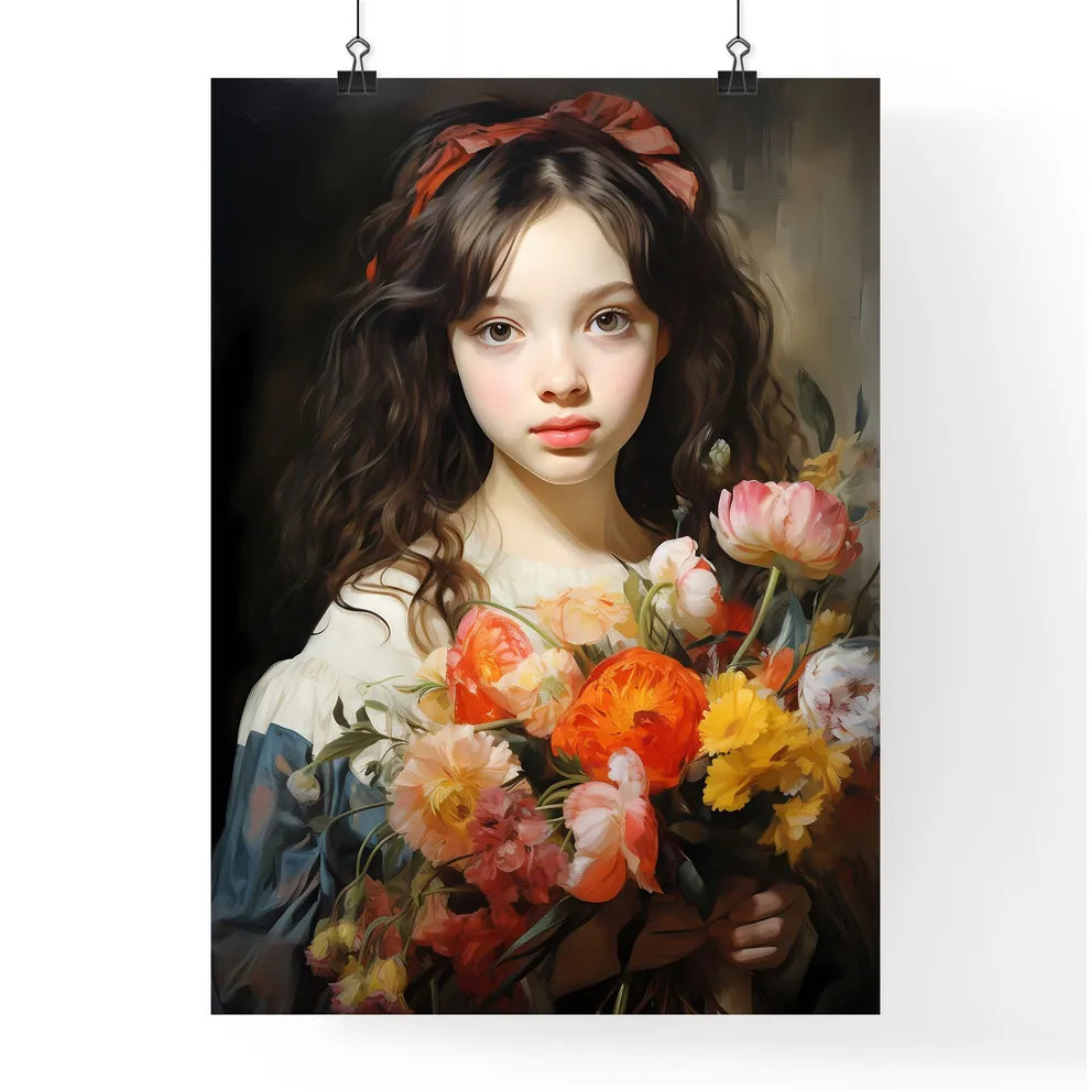 The Young Girl With A Bouquet Of Flowers - A Poster