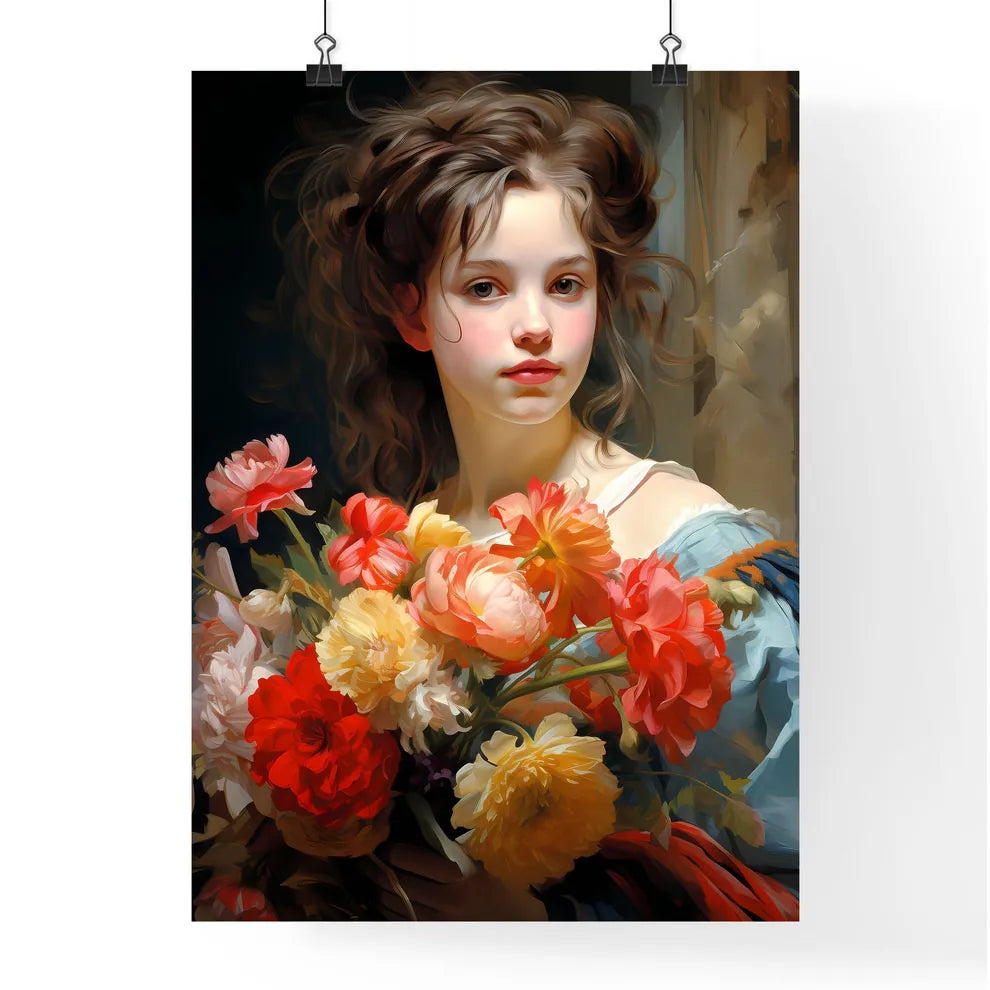 The Young Girl With A Bouquet Of Flowers - A Poster