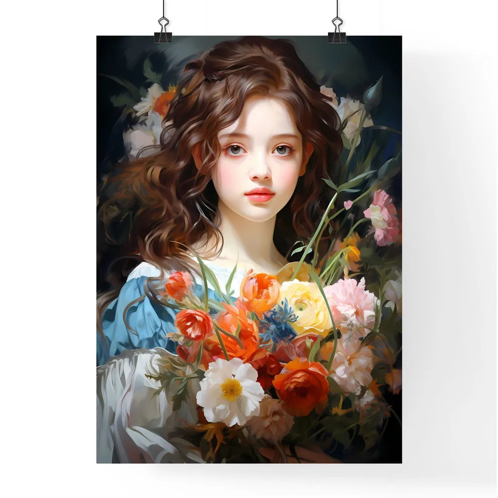 The Young Girl With A Bouquet Of Flowers - A Poster