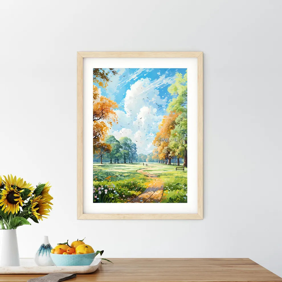 Trees And Lawn On A Bright Summer Day - A Pa Framed Print