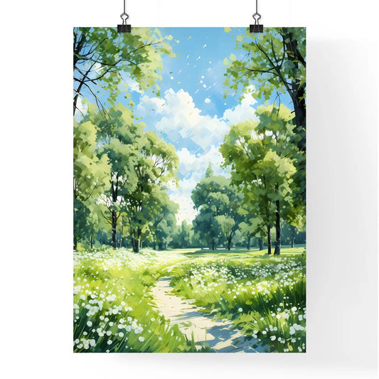 Trees And Lawn On A Bright Summer Day - A Pa Poster