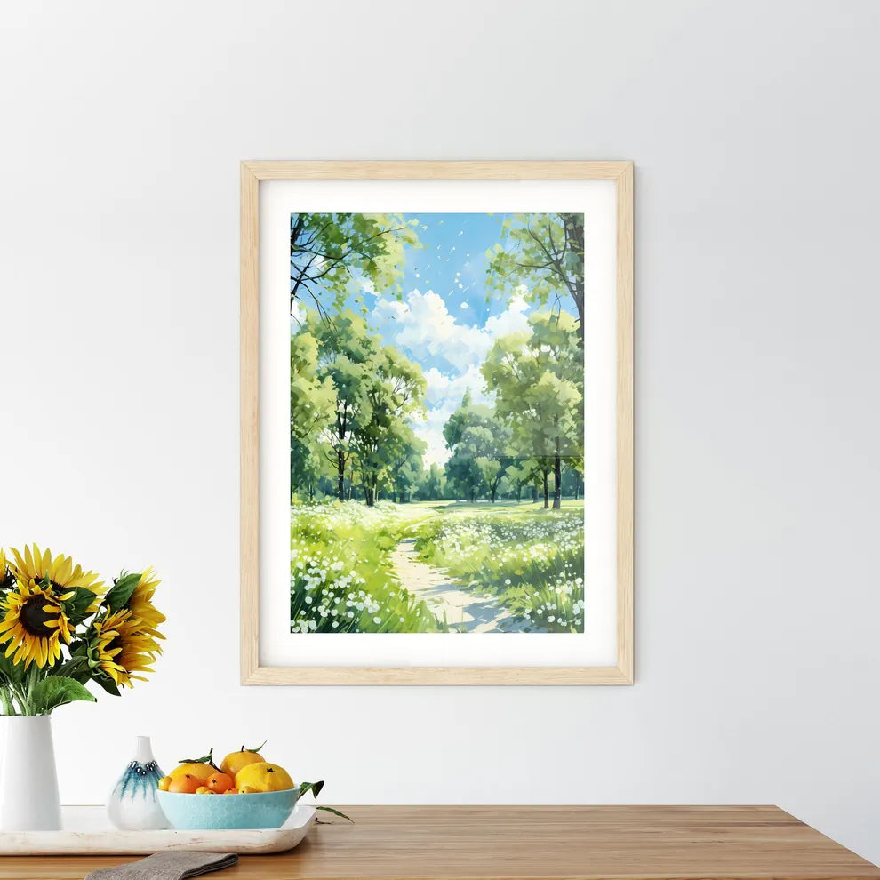 Trees And Lawn On A Bright Summer Day - A Pa Framed Print