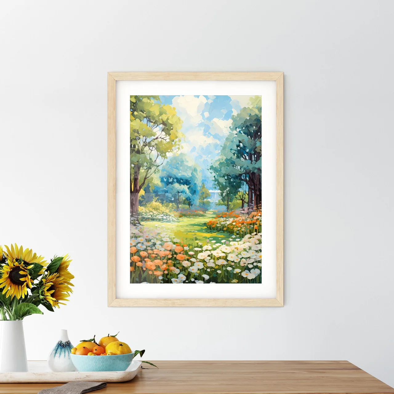 Trees And Lawn On A Bright Summer Day - A Pa Framed Print