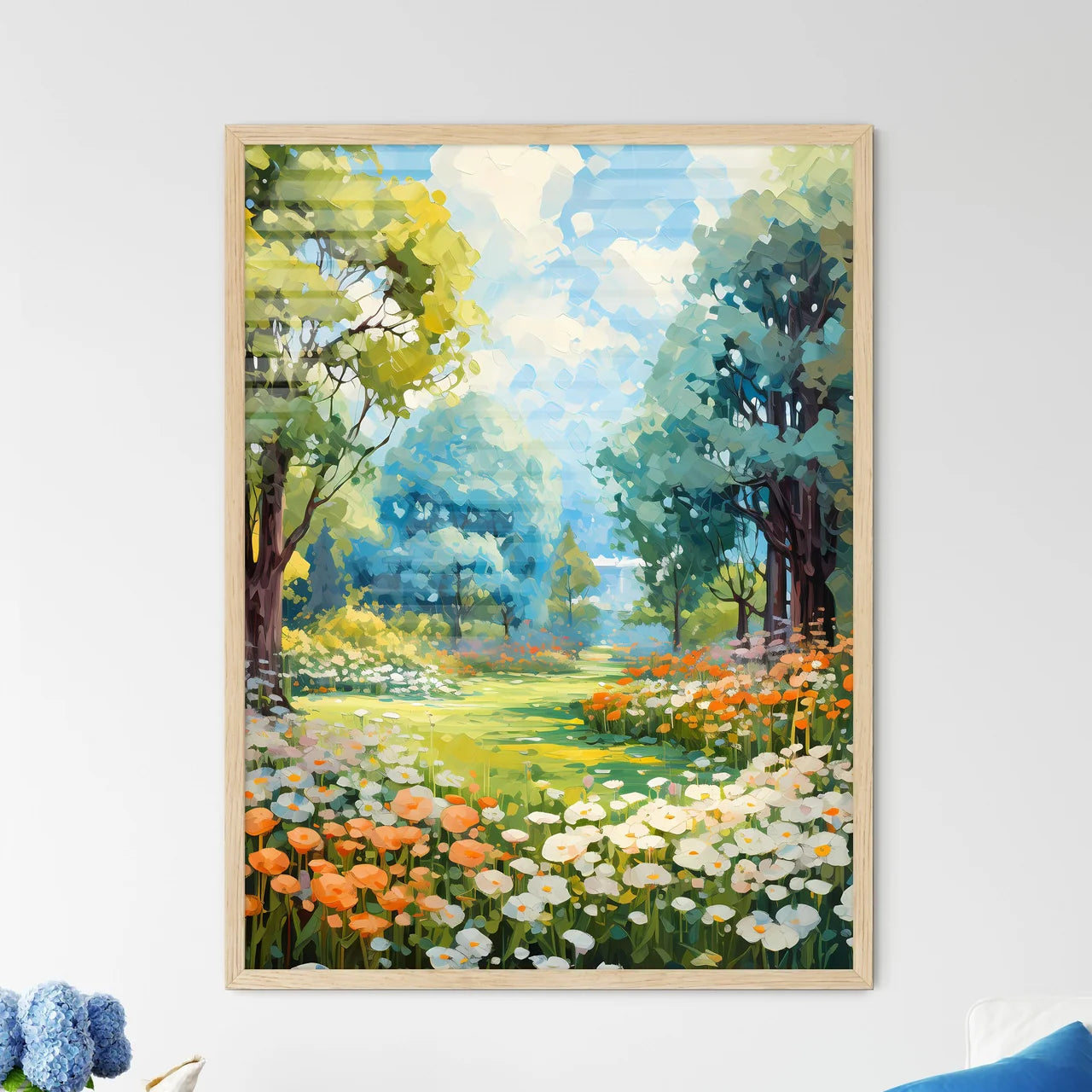 Trees And Lawn On A Bright Summer Day - A Pa - Framed Art Print