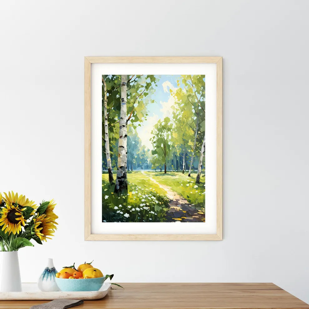 Trees And Lawn On A Bright Summer Day - A Pa Framed Print