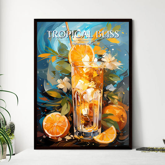 Tropical Cocktail With Orange Lemon And Cara - Framed Art Print