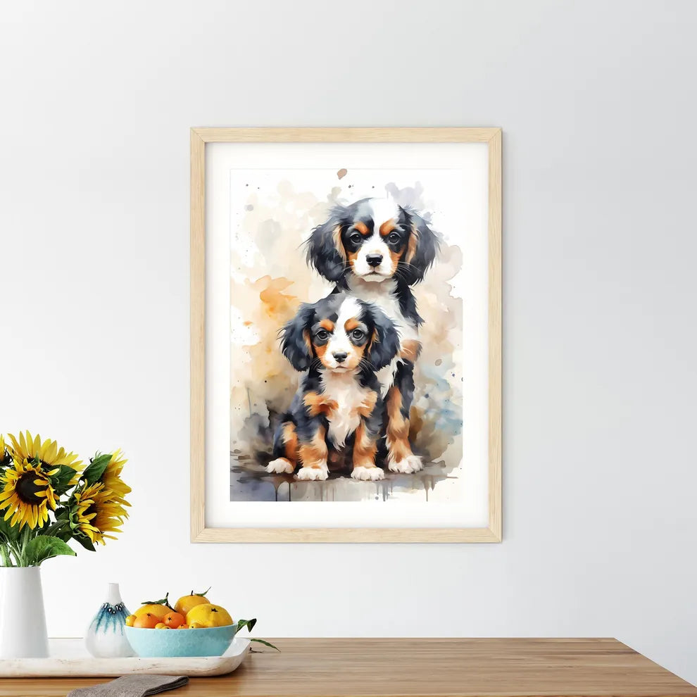 Two Cavalier King Charles Spaniel Puppies  Framed Print