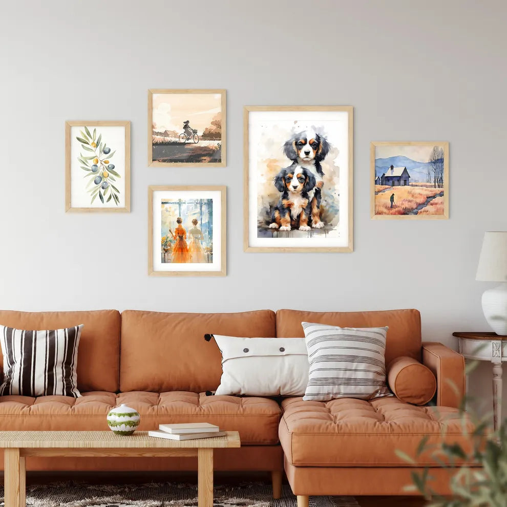 Two Cavalier King Charles Spaniel Puppies  Art Print