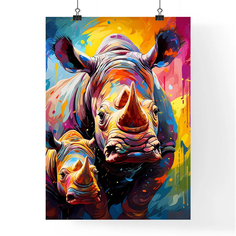 Two Endangered Black Rhinocerous  Poster
