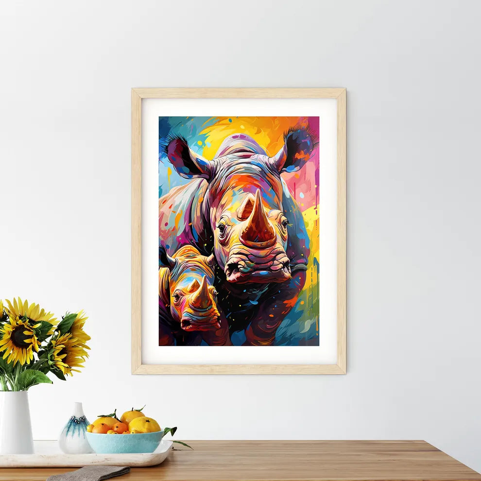 Two Endangered Black Rhinocerous  Framed Print