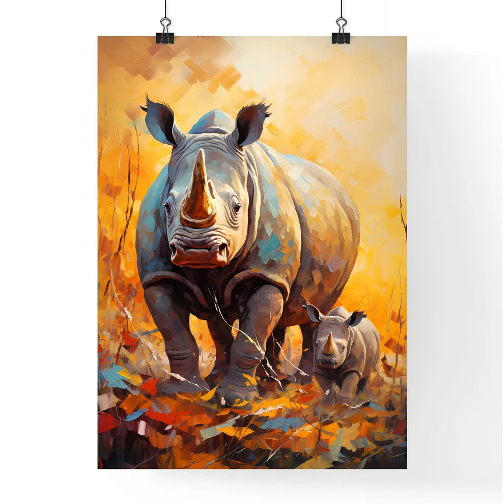 Two Endangered Black Rhinocerous  Poster