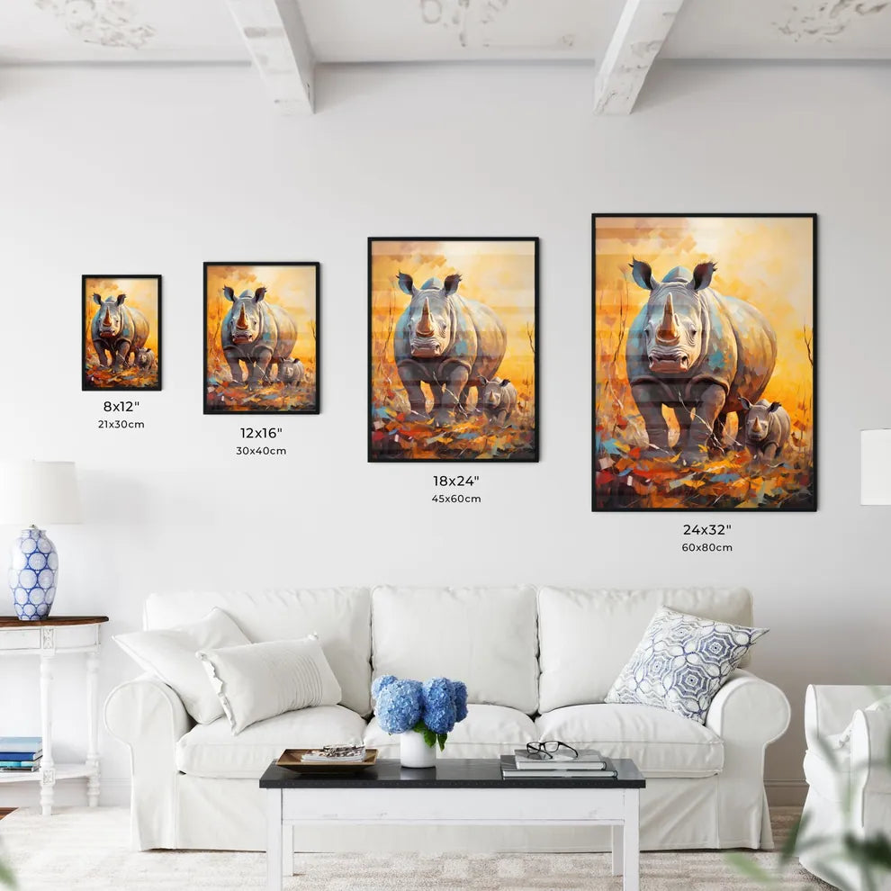 Two Endangered Black Rhinocerous  Size Chart